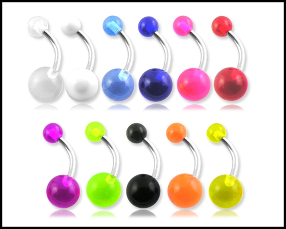 Belly rings with UV balls