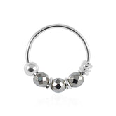 925 Sterling Silver Grey/Fossil Bead Nose Hoop Ring