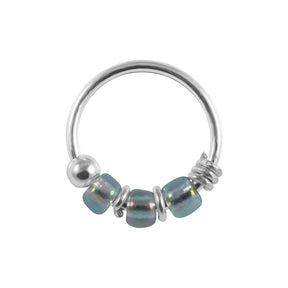 925 Sterling Silver Transparent Lavender Bead Nose Hoop Ring