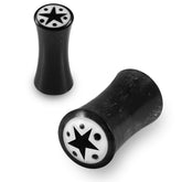 Double Flared Star Dot Inlay Organic Horn Saddle Ear Plug