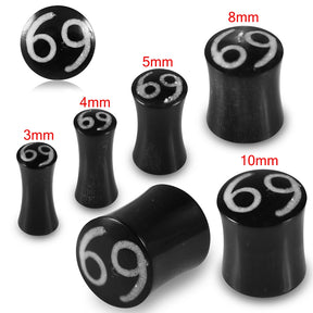 Double Flared 69 Inlay Organic Horn Saddle Ear Plug