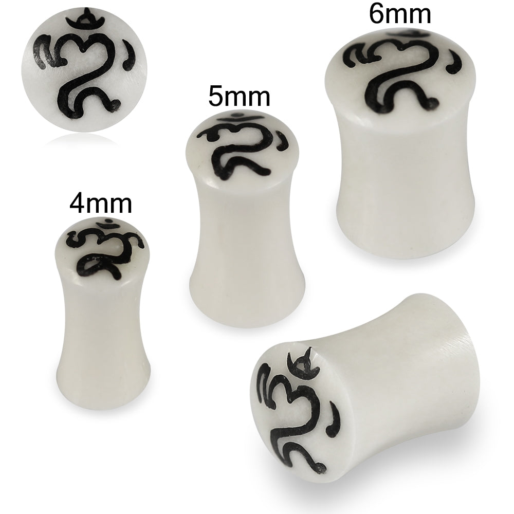 Double Flared Ganesh Inlay Organic Bone Saddle Ear Plug