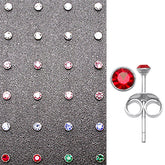 2mm Round Stone Ear Studs in 12 pair Tray