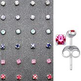 4mm Rhinestone Stone Claw Set Ear Studs in a 12 pair Tray