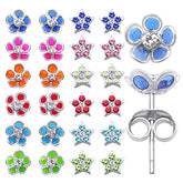 Jeweled Star and Flower Ear Studs in a 12 pair Tray