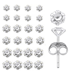 Mix Glass Stone Silver Ear Studs in a 12 pair Tray PAC12ES039