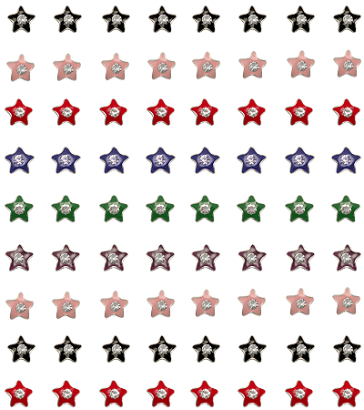 Jeweled Star with Handpaint Ear Studs in a 36 pair Tray