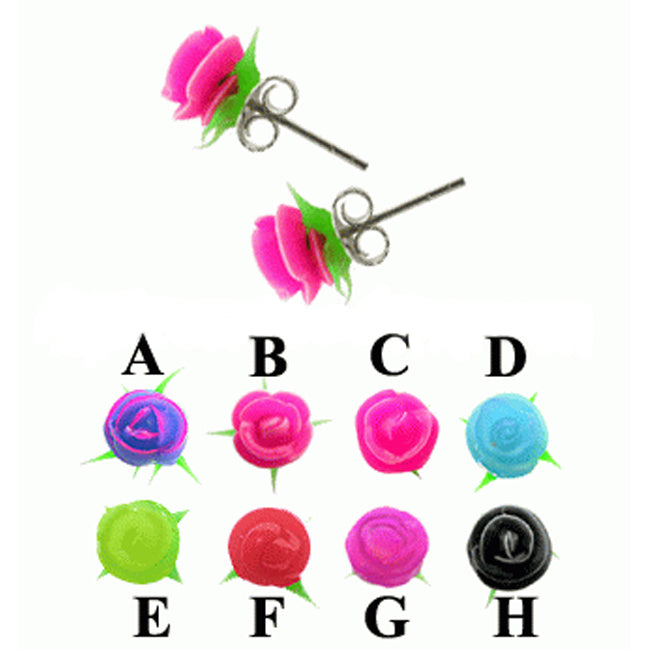 Silicone Multi Color Rose Ear Stud