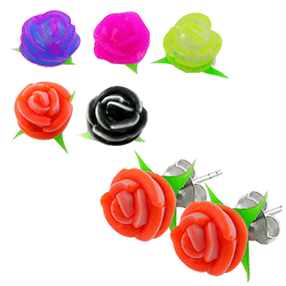 Silicone Multi Color Rose Ear Stud