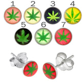 Marijuana Leaf Logo Silver Earring