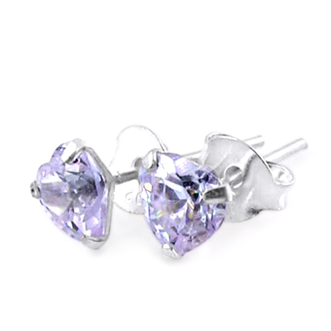 5mm Heart CZ Silver Earring