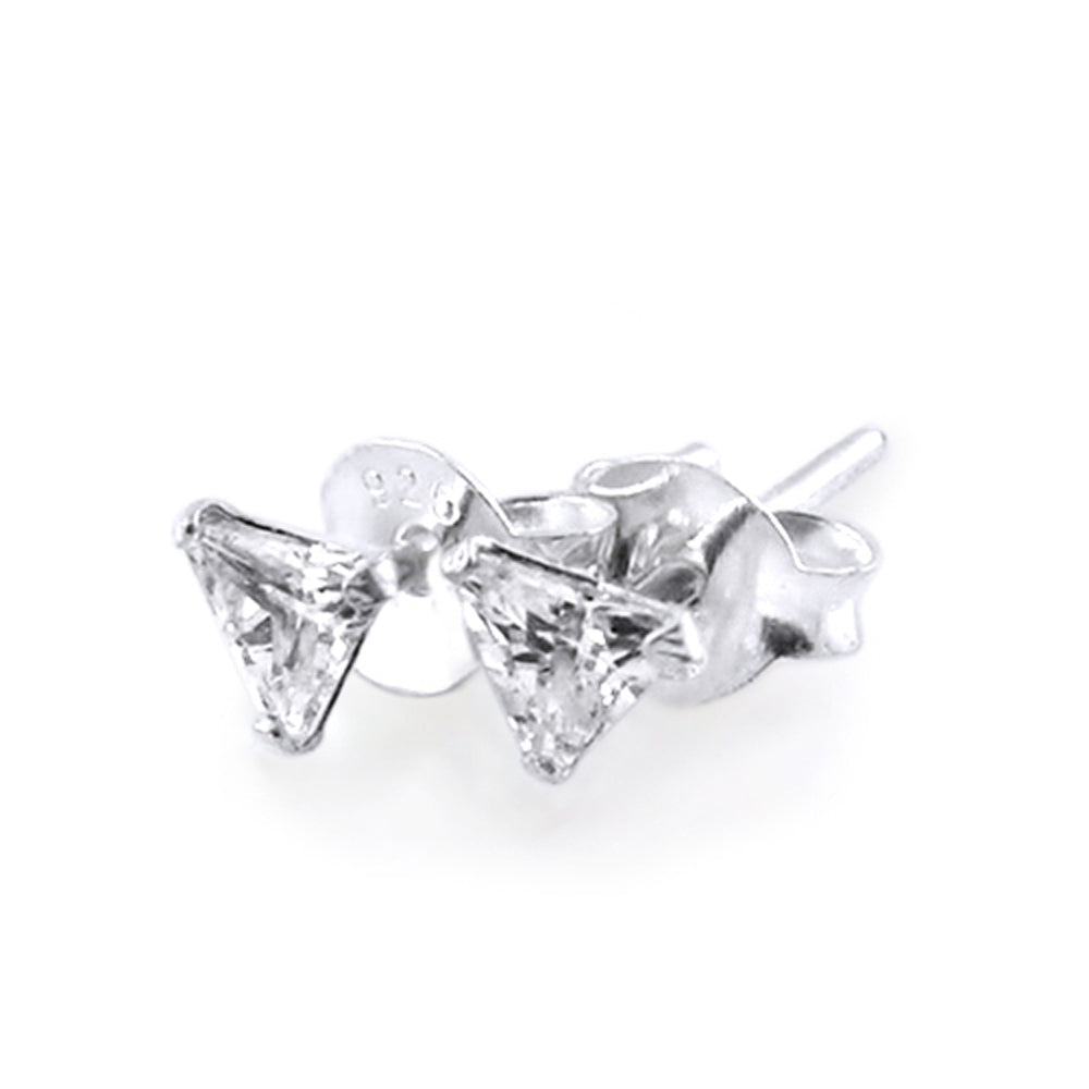 4mm Trilion CZ Silver Earring