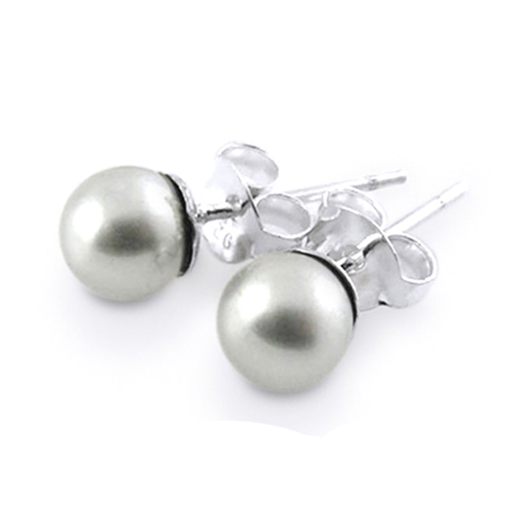 6mm Pearl Silver Earring