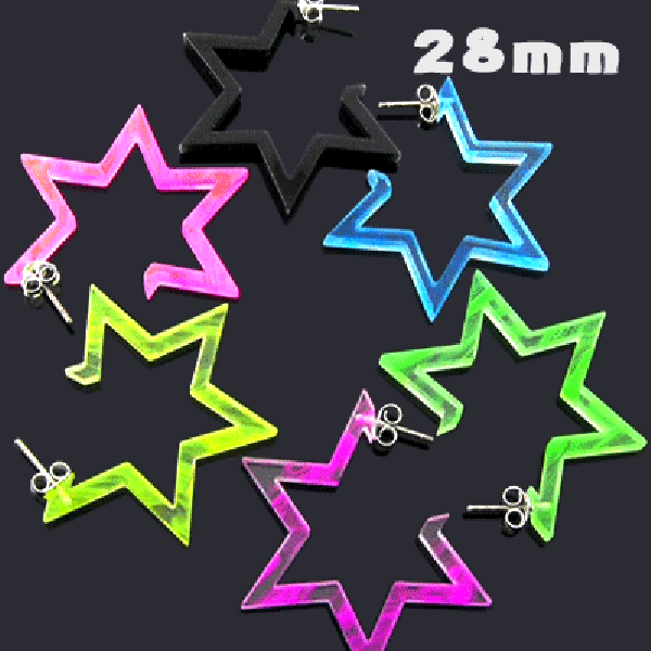 28mm UV React Fashionable Hexagon Star Earring