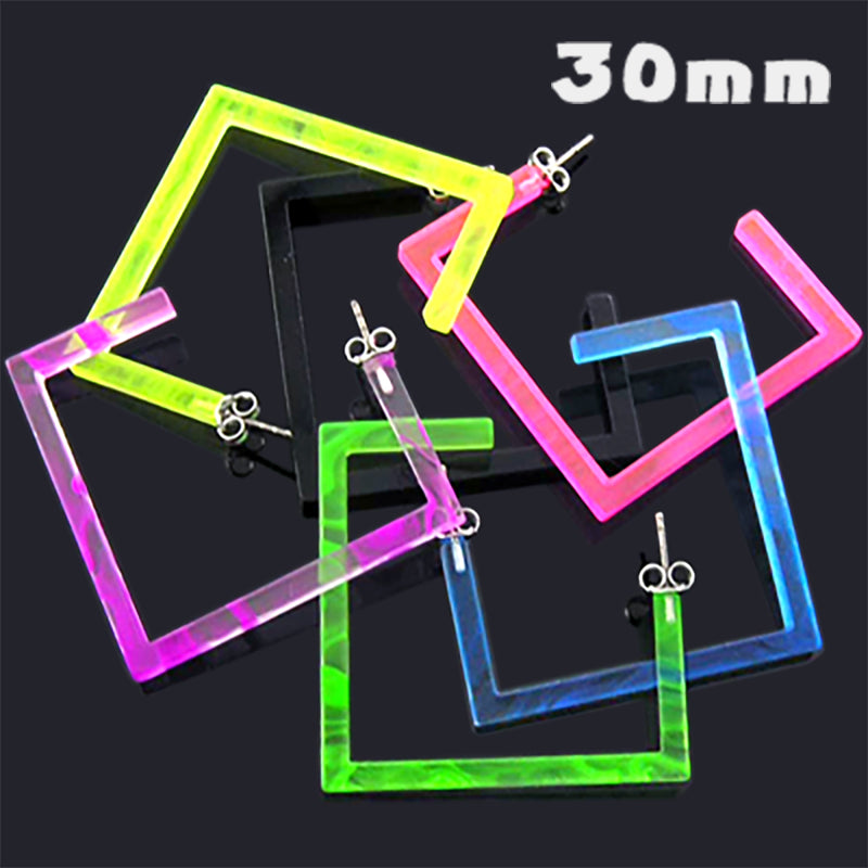 30mm UV React Fashionable Square Earring