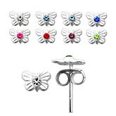 Jeweled Butterfly Silver Earring