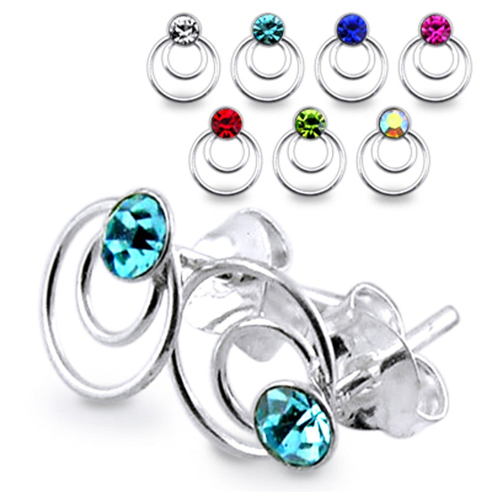 Jeweled Rings Silver Earring