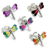 Sterling Silver Dragonfly Hand Painted Earring