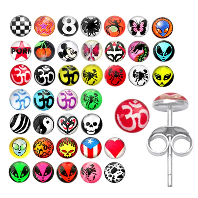 Fancy Mix Logo Silver Earring Stud PACEAR287