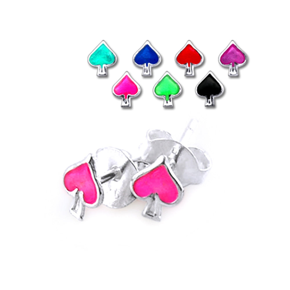 Casino Spade Silver Earring