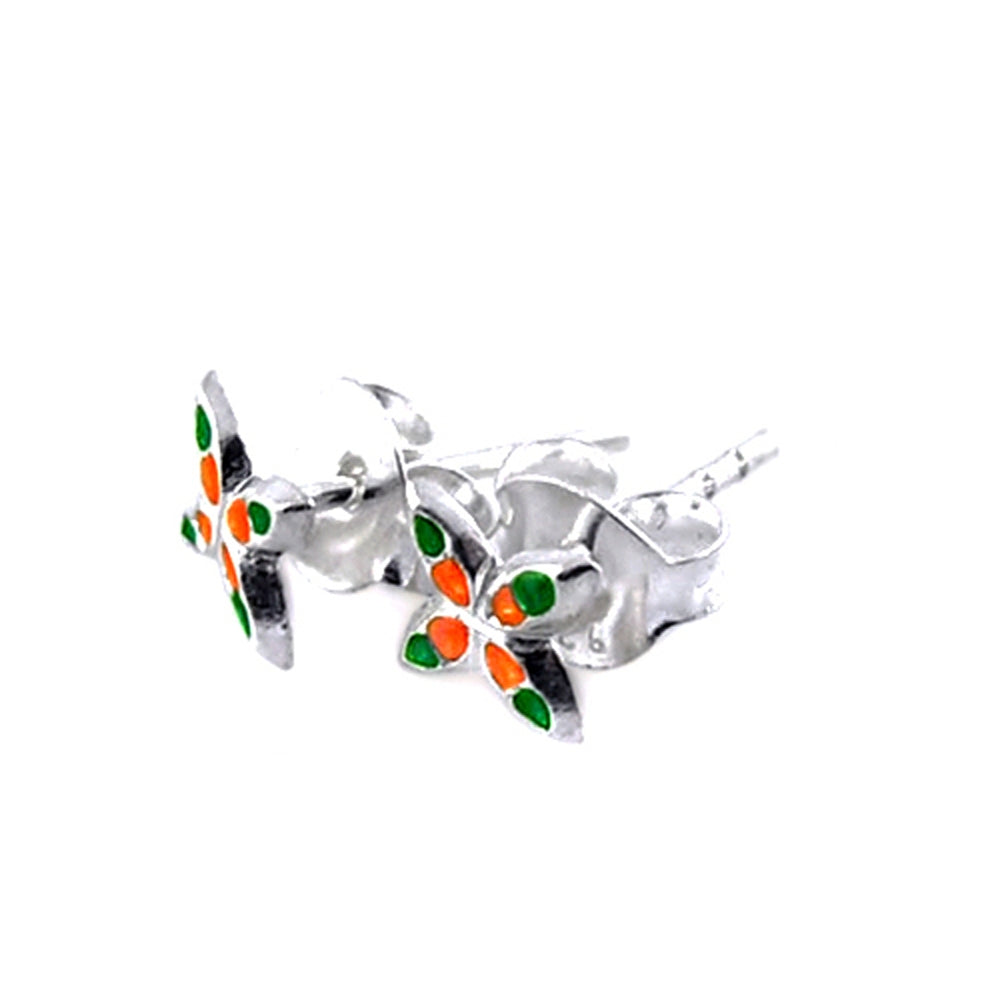 Multi Color Butterfly Silver Earring