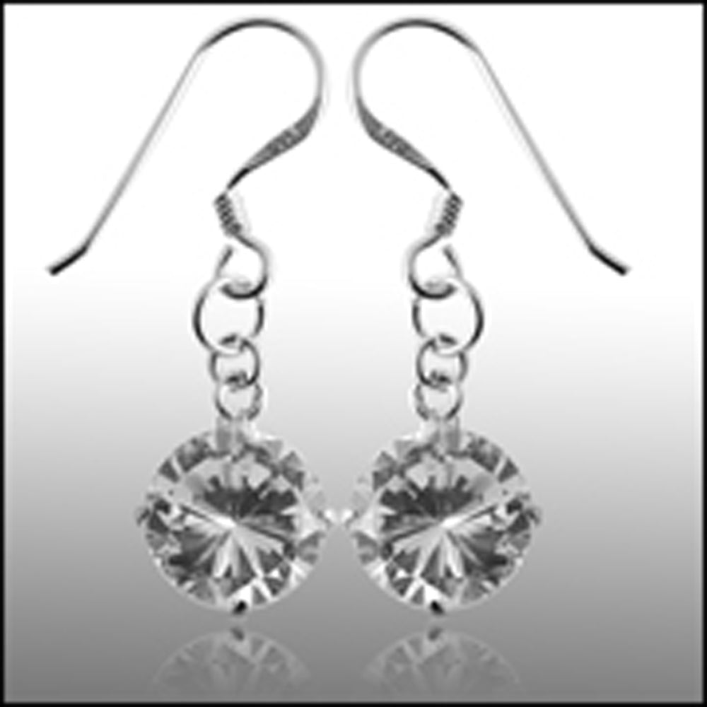 8MM 925 Sterling Silver Round CZ Earring