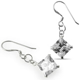 8MM 925 Sterling Silver Square CZ Earring