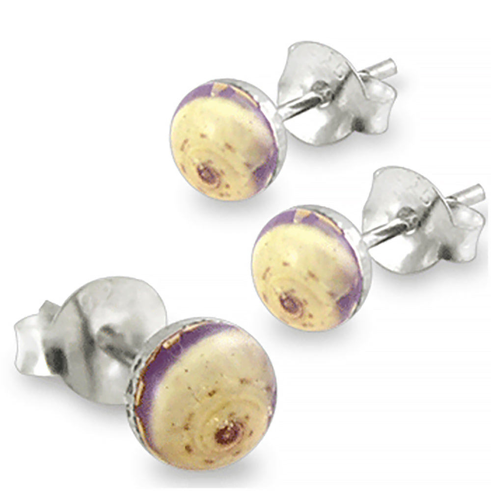 925 Sterling Silver Shell Embedded in Resin  Ear Stud