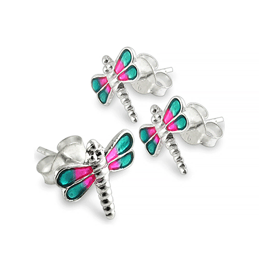 Hand Painted Dragonfly   Ear Stud