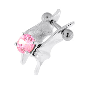 925 Sterling Silver Jeweled Bat Wings Cartilage Tragus Piercing  Pink