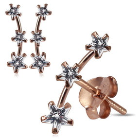 925 Sterling Silver Star Jeweled Claw Set Dipper Fashion Ear Stud