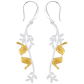 Gold Platted Birds 925 Sterling Silver French Hook Matte Finish Ear Ring