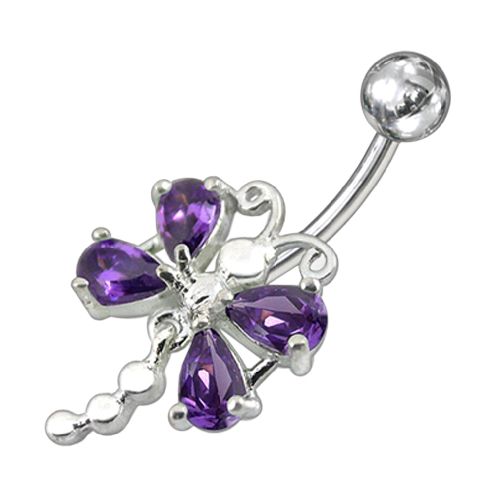 Moving Jeweled Dragonfly Navel Belly Ring