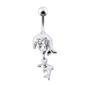 Moving Jeweled Dolphin Belly Ring