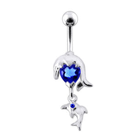 Moving Jeweled Dolphin Belly Ring