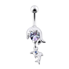 Moving Jeweled Dolphin Belly Ring