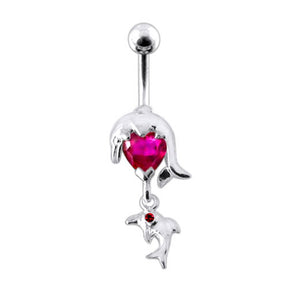 Moving Jeweled Dolphin Belly Ring