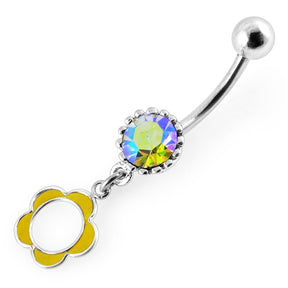 Resin Flower Dangling Belly Ring