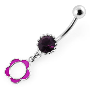 Resin Flower Dangling Belly Ring