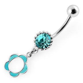 Resin Flower Dangling Belly Ring