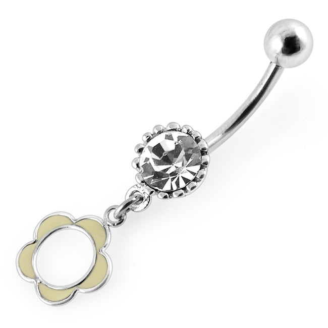 Resin Flower Dangling Belly Ring