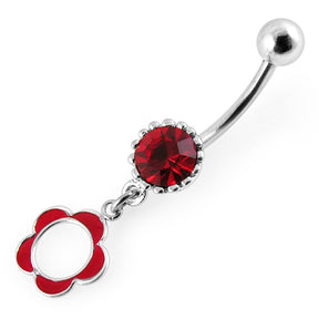 Resin Flower Dangling Belly Ring