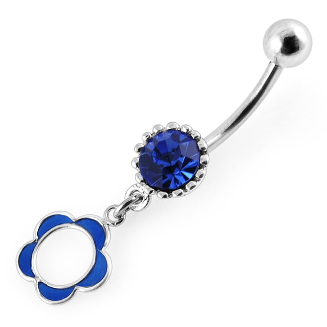 Resin Flower Dangling Belly Ring