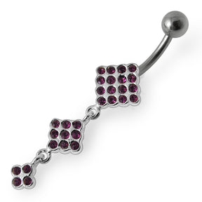 Triple Diamond  Dangling  Belly Ring