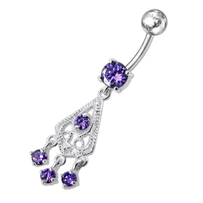 Fancy Jeweled Chandelier Dangling Belly Ring