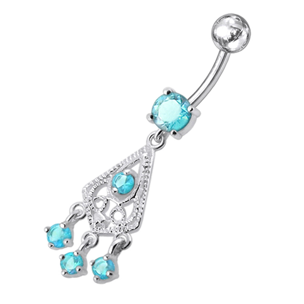 Fancy Jeweled Chandelier Dangling Belly Ring