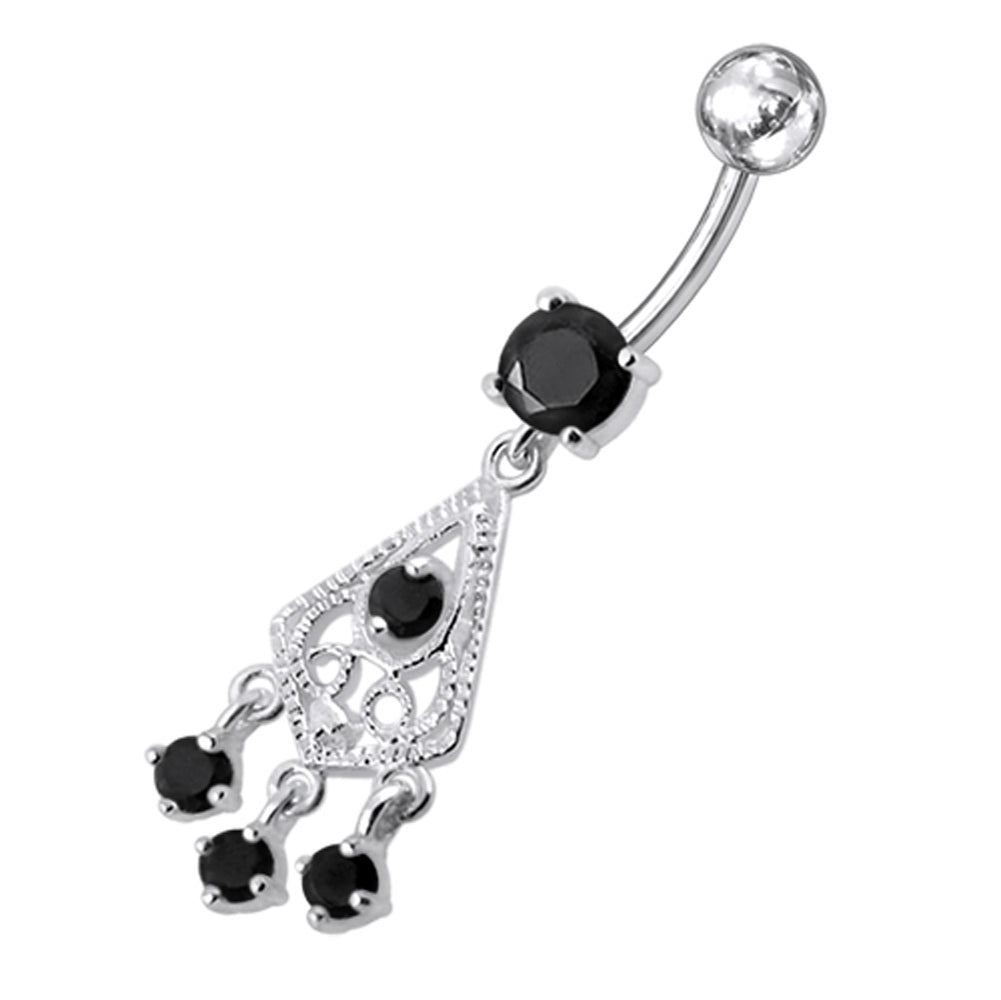 Fancy Jeweled Chandelier Dangling Belly Ring