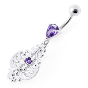 Fancy Ancient Pot Jeweled Dangling Belly Ring