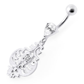 Fancy Ancient Pot Jeweled Dangling Belly Ring