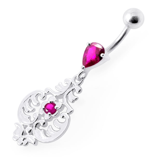 Fancy Ancient Pot Jeweled Dangling Belly Ring